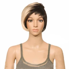 HAIRJOY SynthetiC Hair Wig Short Razor Cut with Long Side Bang 9 Colors Available masculine short straight side bang synthetic capless wig