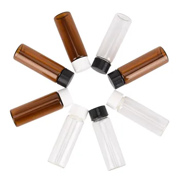 

2pcs 15ml Glass Bottle, Small Amber Essential Oil Bottle With Plastic Lid,Mini Brown clear Glass Vials,Mini Glass Container
