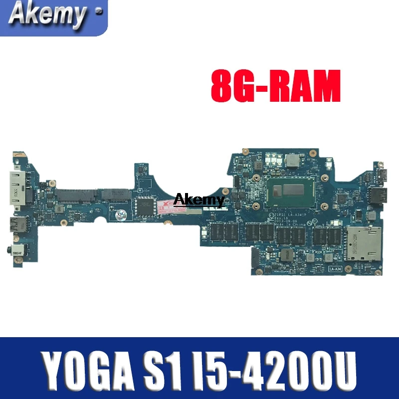

ZIPS1 LA-A341P Laptop motherboard for Lenovo ThinkPad YOGA S1 original mainboard 8G-RAM I5-4200U