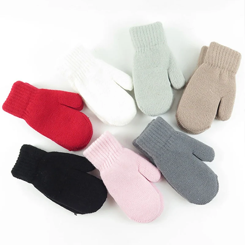 1 Pair Winter Baby Boys Girls Knitted Gloves Warm Rope Full Finger Mittens Gloves For Children Toddler Kids