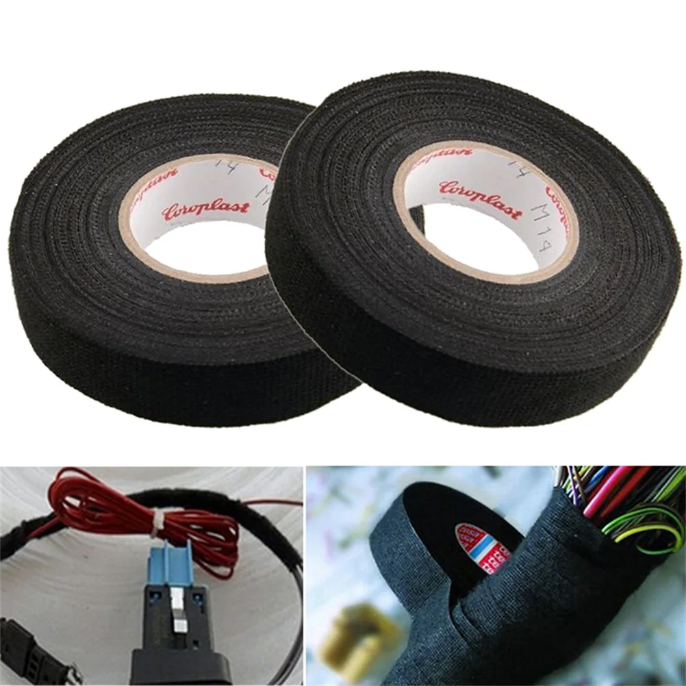 Black Color 1Roll 19mm x 15M New Tesa Coroplast Adhesive Cloth Tape For Cable Harness Wiring Loom Width | Обустройство дома