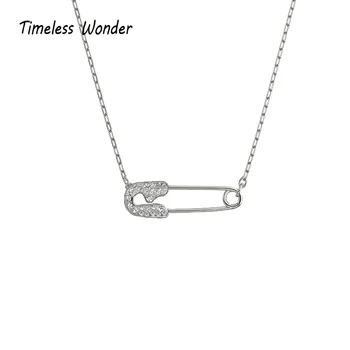 

Timeless Wonder Crystal Zirconia Safety Pin Chains Necklace Women Jewelry Punk Designer Top Trendy Boho Ins Gothic Gift New 5464