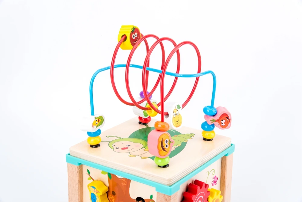New wooden multi-functional owl surrounded by beaded treasure chest children puzzle early teaching hand-eye coordination toys
