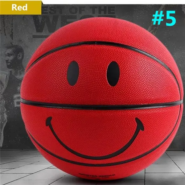 Size 5 Red Мужские Молодежные 5#/7# профессиональные спортивные баскетбольные улыбки для тренировок в помещении и на улице/соревнования баскетбольные мячи подарок на день рождения - Цвет: Size 5 Red