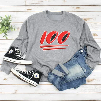 

2019 Autumn New 100 Print Women Hoodie Long Sleeve Pullover Pink Sweatshirt O-NECK Women Clothes Harajuku Hoodies Casual Top