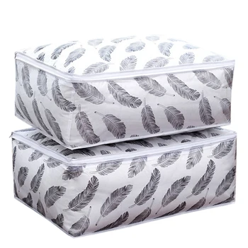 

2Pcs Foldable Storage Bag Clothes Blanket Quilt Closet Sweater Organizer Box Home Storage Bags Supplies Black