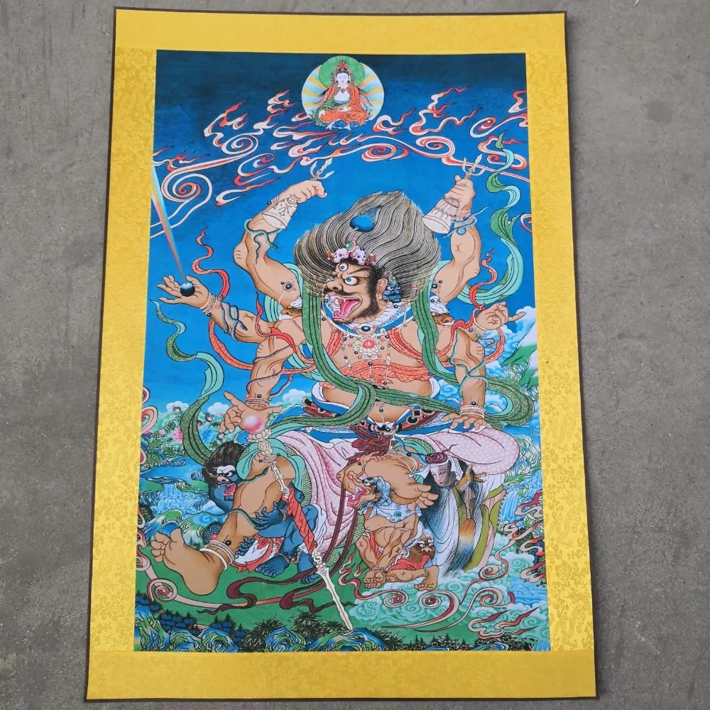 

China old Tibet Paper Thangka like hanging painting fengshui Tibetan Buddhism