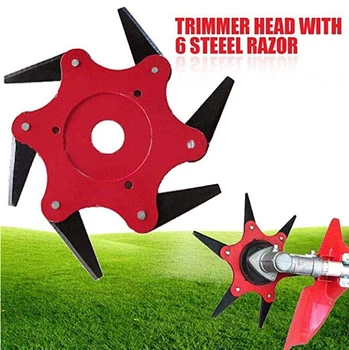 

2019 Universal 6 Teeth Grass Trimmer Blade Metal Blades Brush Grass Cutter Trimmer Head Replaceable Garden Head for Lawn Mower