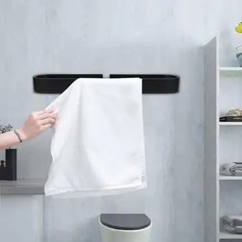 

Towel Rack Bathroom Wall Mounted Punch-free Black Towel Rack Storage Shelf Houshold Hardware Accessories