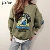 2022 Winter Autumn New Harajuku Funny Cartoon Tracksuit for Women Pullover Fleece Hoodies Loose Female Sweatshirt Army Green 2XL ► Photo 1/6