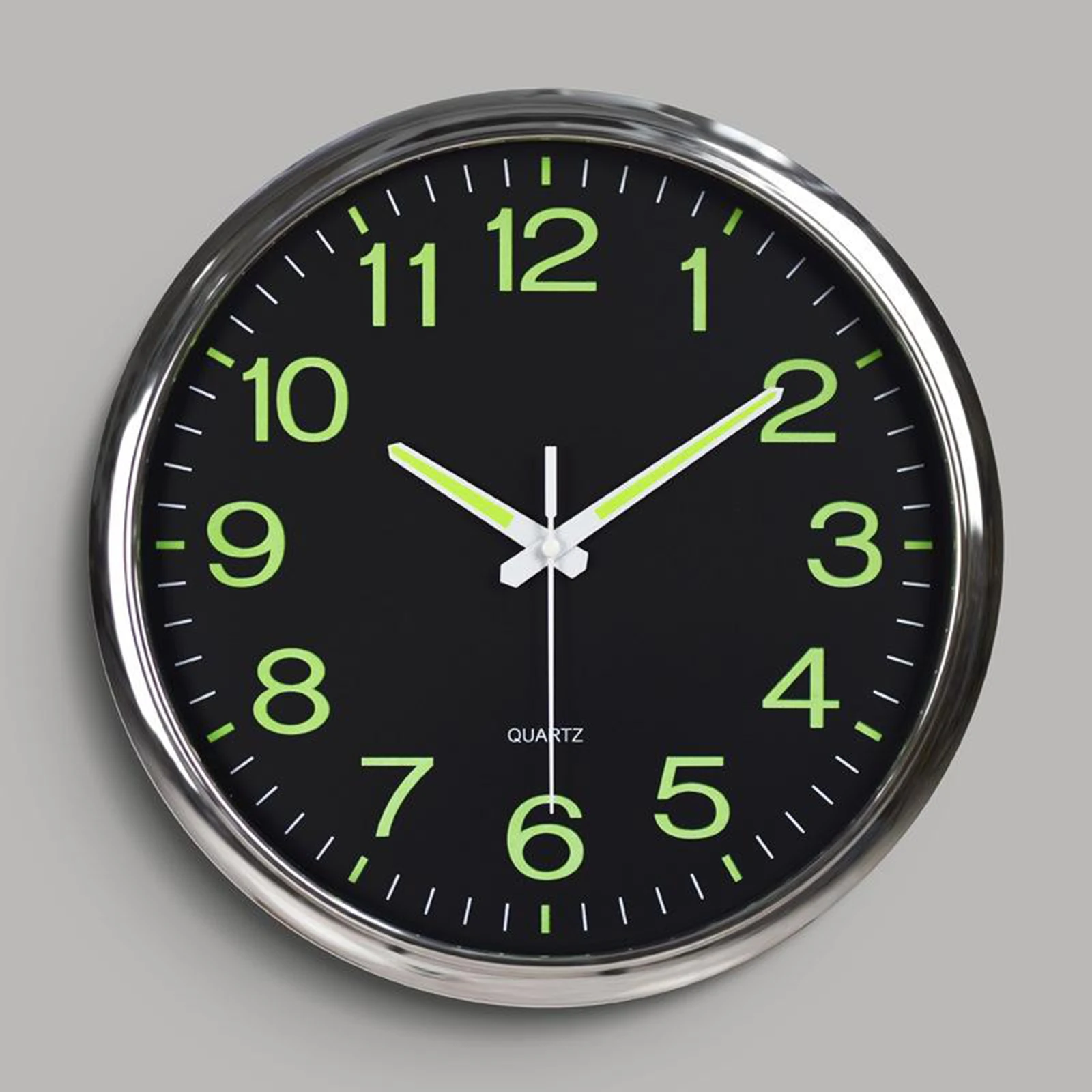 Orologio Da Parete Silenzioso 12 Pollici | Cornice In Metallo E Vetro | Movimento Al Quarzo | Design Moderno Argento | Per Cucina E Soggiorno