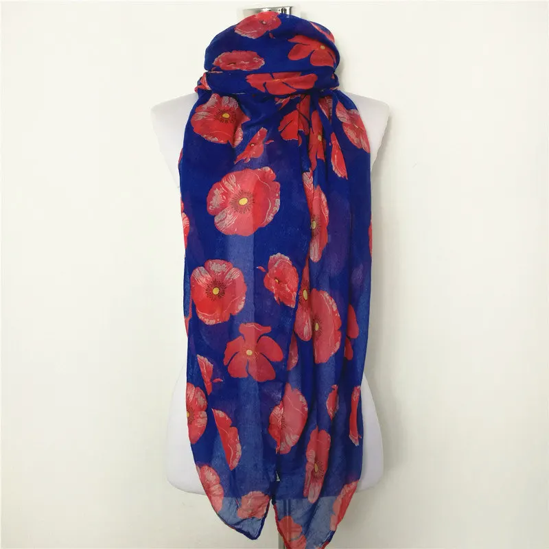 Новая модная одежда из вискозы с цветочным принтом шарф для женщин Маки печати леди шарфы шаль палантин горячая Распродажа шейный платок