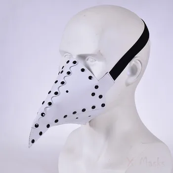 

Vintage SCP Plague Doctor Punk Masks Anel Beak Mask man PU Leather Steampunk Bird Halloween Steam cosplay costume whtie Black