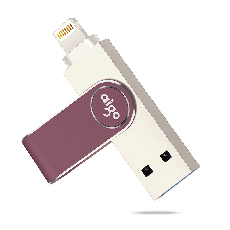 US $32.29 Aigo 128G 360 Rotatable Stuck Point Design Pendrive For Iphone Ipad Usb 31 High Speed Dual Interface Pen Drive Onekey Backup