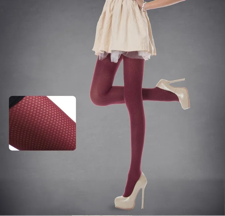 W027 Wine Red LJCUIYAO женские колготки Весна Осень Зима чулки Толстые Непрозрачные чулки бесшовные колготки плюс бархатные теплые эластичные - Цвет: W027 Wine Red