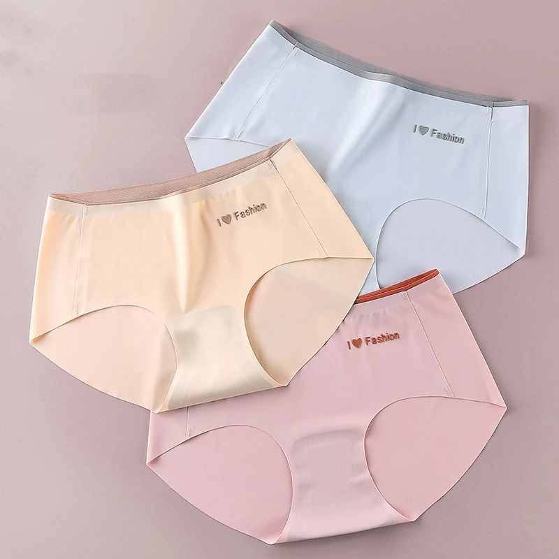 MUNAFIE Ice Silk Seamless Underwear Middle Waist Panties Women Clothing