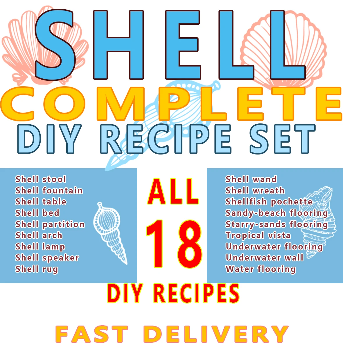 Animal Crossing All Shell Diy Recipes Animal Crossing New Horzions Shell  Acnh Shell Golden Tool Mushroom Mermaid Diy Recipes Set - Access Control  Card - AliExpress