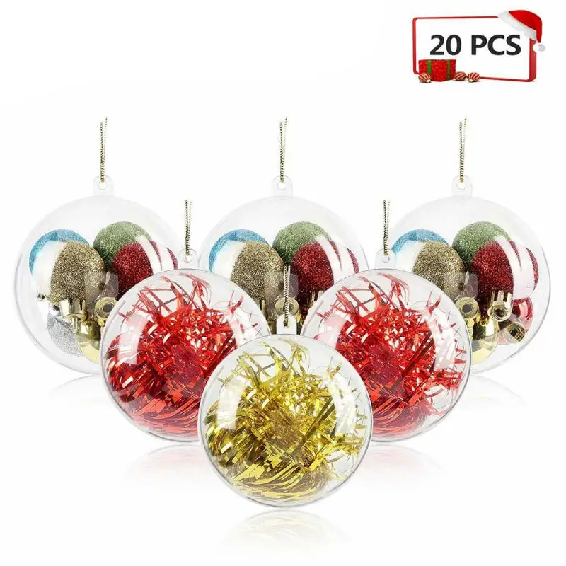 5pcs / Set Clear Plastic Craft Ball Acrylic Transparent Hollow Sphere Hanging Decor Bauble Christmas Decoration Baubles Gift
