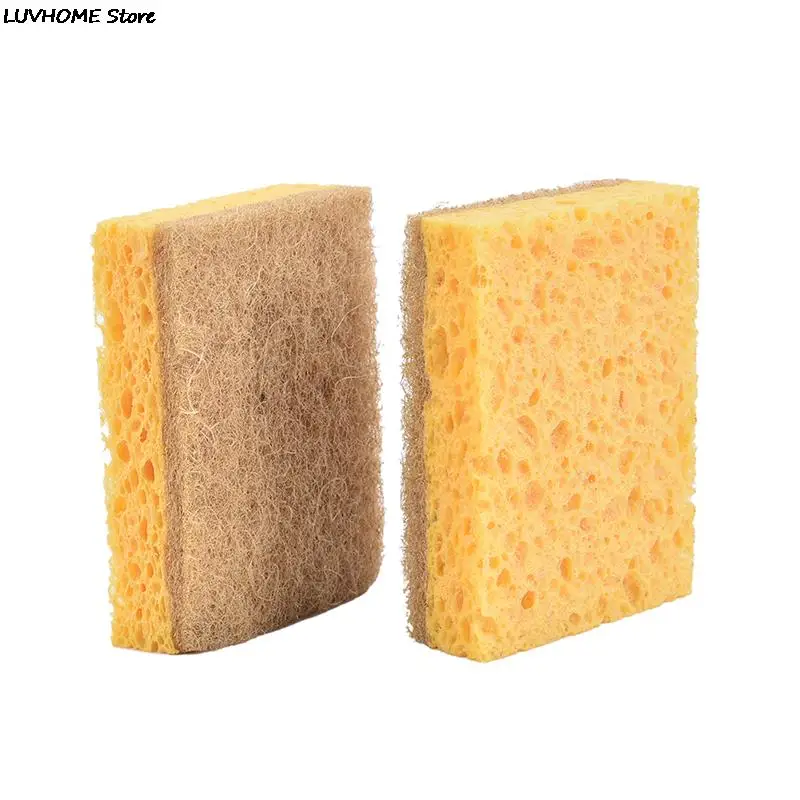 1Pc Natural Plant Based Scrub Sponge Pad Palm Fiber Dishwashing Kitchen Scrubber Non Scratch Compostable 2-Sided Sponges