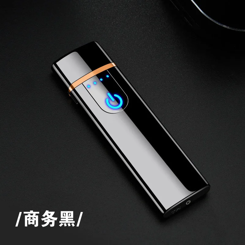 Мини-Сенсорная Индукционная Зажигалка зарядка Usb двухсторонний точечный детектор дыма зажигалка - Цвет: Business black