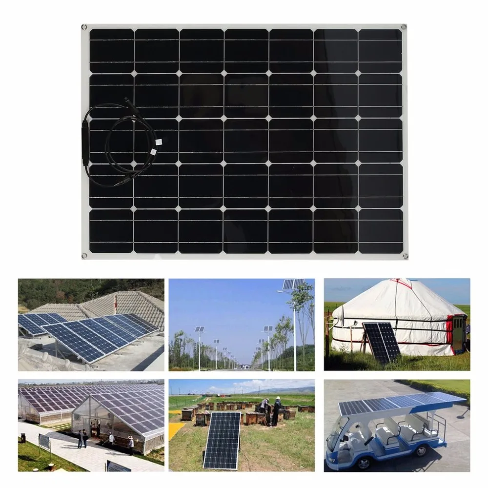 

FR 150W Universal Monocrystalline Solar Panel Flexible Solar Battery Charger High Efficiency Camping Power Supply For RV Boat