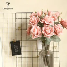 Розовый Шелковый цветок свадебные букеты для подружек невесты Свадебный букет шелковые искусственные розы Искусственные цветы Декор для дома
