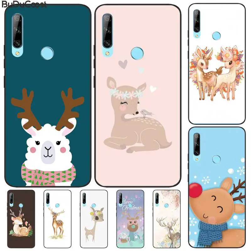 

Jomy Cartoon Deer Couples Newly Arrived Black Cell Phone Case For Huawei Enjoy 7S 8 9E 7 8 9 10plus NOVA 6-5G 7 Pro se