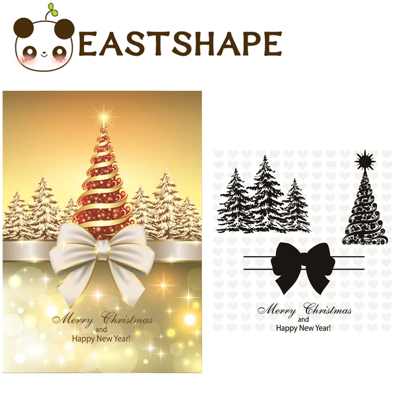 

Christmas Stamps and Dies for Card Making Tree Bow Snowflake Decors Clear Stamp and Cutting Dies Scrapbooking DIY Paper Craft