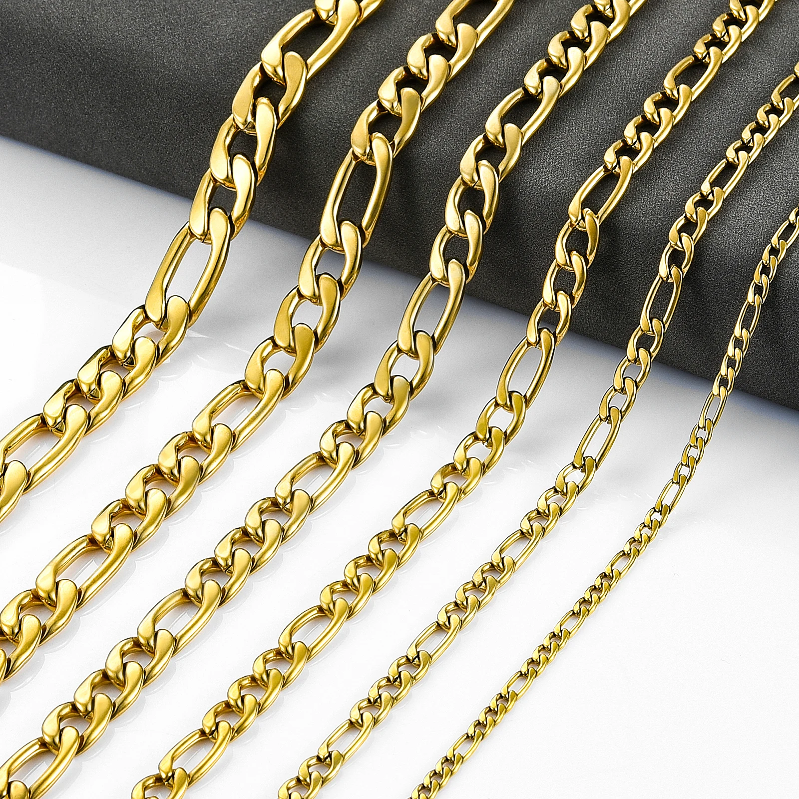 Figaro-eslabón de collar de acero inoxidable para hombre y mujer, Color dorado, joyería de cadenas, regalos de Navidad de lujo