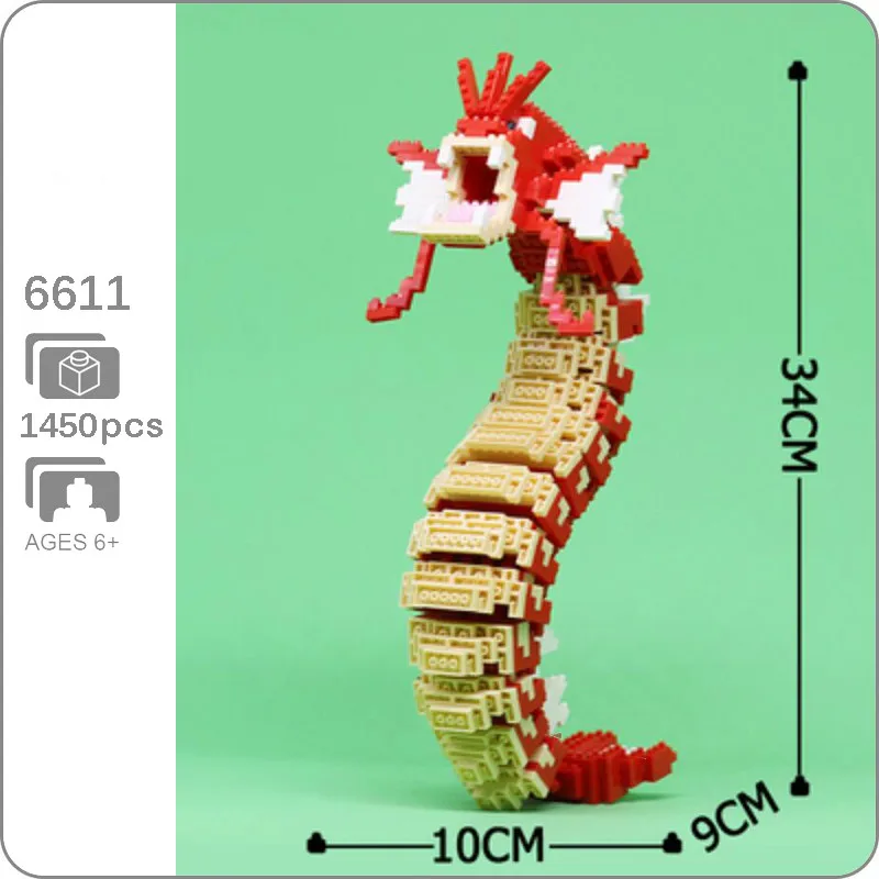 6611 красный Gyarados Карманный Монстр 3D модель 1450 шт DIY маленькие Мини Алмазные блоки