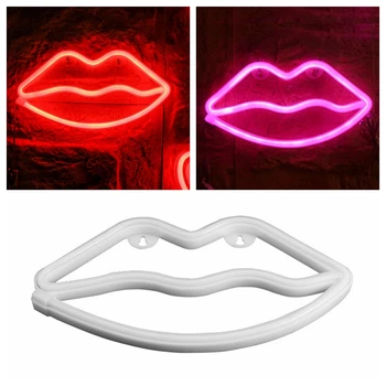 

LED Neon Sign Night Lights Lips Lamp Wall Decor Light USB socket for Indoor Christmas Wedding Party Kids Room love romantic