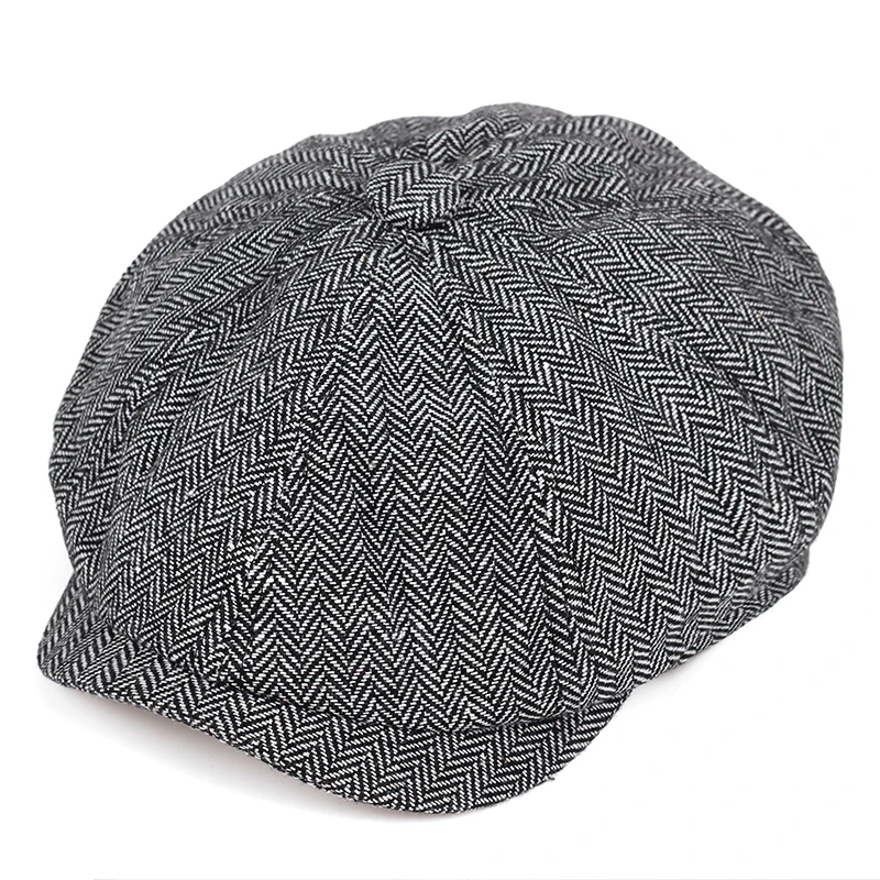 2019 new Retro Newsboy Caps Men Octagonal Hats Black British Painters Hats Autumn Winter Berets Herringbone Flat Caps kangol tropic monty Berets