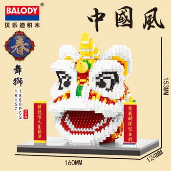 

Balody Lion Head Mini Blocks China Spring Festival Building Toy Educational Intelligence Bricks for Children New Year Gift 16157