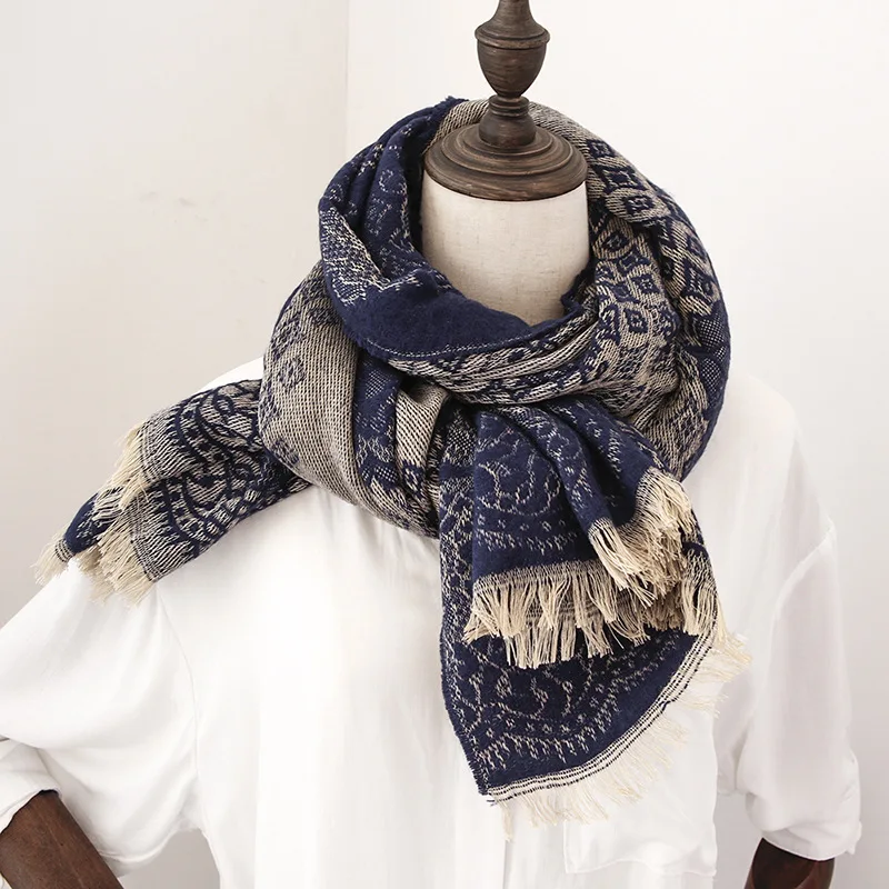 

New Women Tassel Soft Scarf Flowers Printed Scarves Fashion Shawls Autumn Winter Shiny Cashmere Scarves Unisex Wrap Foulard