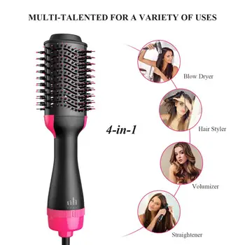 1000W Hair Dryer Hot Air Brush Styler and Volumizer Hair Straightener Curler Comb Roller One Step Electric Ion Blow Dryer Brush 4
