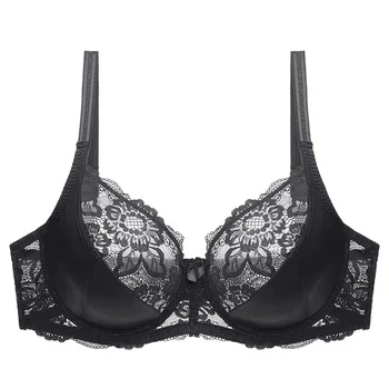 

New Lace Perspective Bra Women Sexy Lingerie Underwire Embroidery Floral Bralette Plus Size C 36 38 40 42 44 46