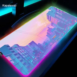 Tapis de souris LED RGB pour PC et ordinateur Gamer, accessoire de bureau avec rétro éclairage pour clavier 