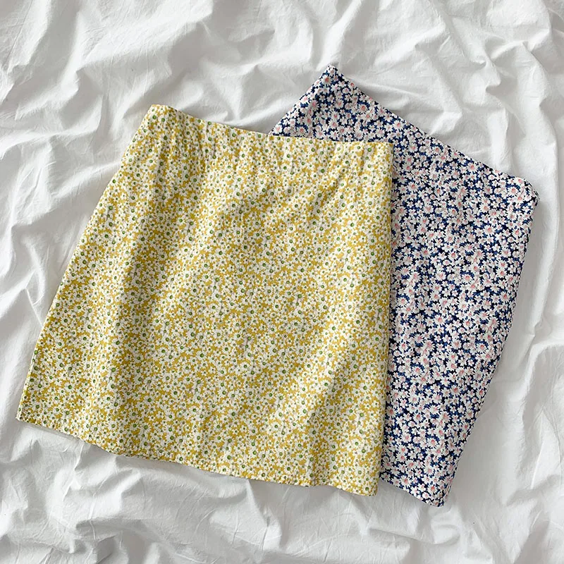 

2021 spring and autumn new Korean style loose high waist a-line skirt bag hip skirt floral short skirt female