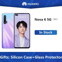 HuaWei Nova 6, версия 5G, мобильный телефон Kirin 990+ Balong 5000, Android 10,0, 6,57 дюймов, 2400X1080, 8 Гб ram, 256 ГБ rom, 40.0MP OTG
