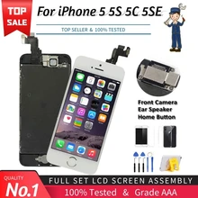 Conjunto completo de tela, botão e câmera para iPhone, visor LCD sensível ao toque, digital, reposição total, altíssima qualidade, para modelos 5 5C 5S 5SE