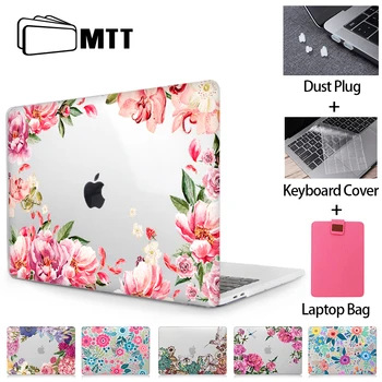 

MTT Floral Crystal Case For Macbook Air Pro 11 12 13 15 16 With Touch Bar Hard Cover For Macbook air 13 funda+Pink Laptop Bag