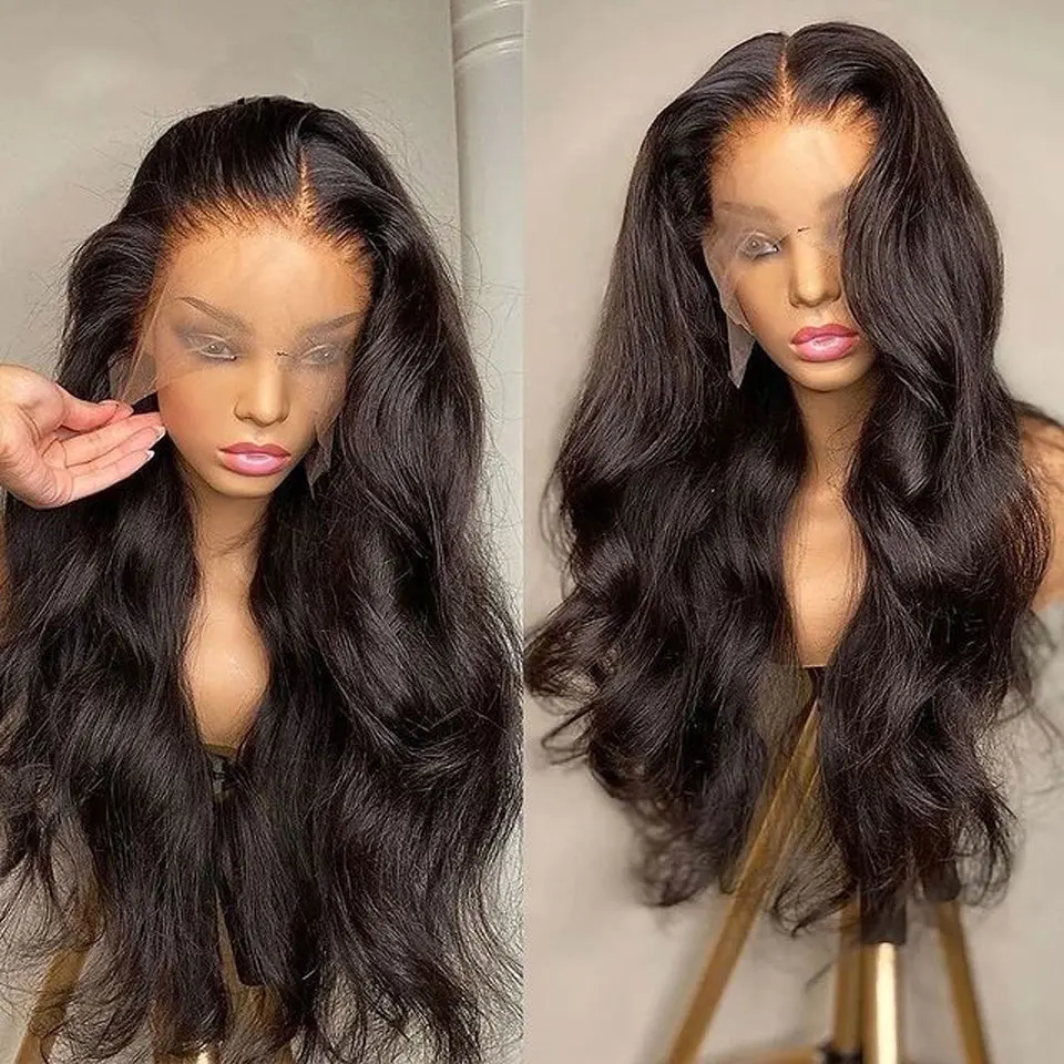 Peluca de cabello humano ondulado de 13x4 para mujeres negras, postizo de encaje Frontal suizo de 30 y 32 pulgadas de largo, sin pegamento, brasileño