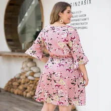 Дизайн, европейский и американский стиль, стиль, труба, рукав три четверти, высокая талия, свободное модное платье большого размера