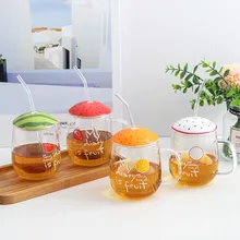 Креативное фруктовое покрытие, стакан для воды с соломенной водой, чашки для молока, Сокосодержащие напитки, чашки для прохладного лета, горячие