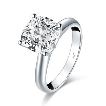 

LESF Woman Ring Fashion 925 Sterling Silver Engagement Ring Cushion Cut Solitaire 9x9mm 3.0 CT SONA Stone Quality Assurance