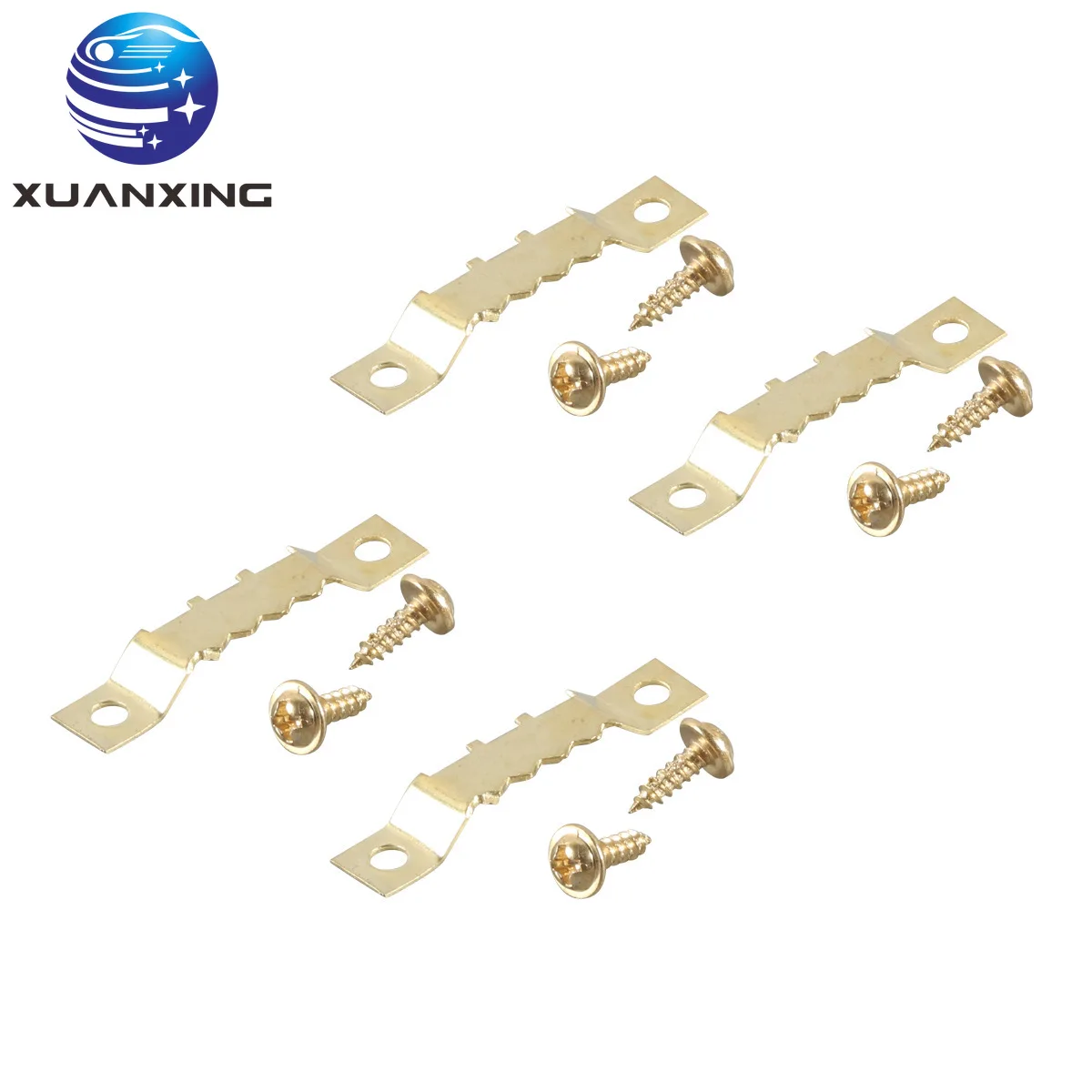 

100PCS Arch Serrated Hanging Double Hole Serrated Frame Hook Nickel Plated Gold for Motorhomes and Ships