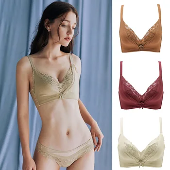 

Fashion Girl Student Young Lady 3/4 Cup French Style Lace Bralette Lingerie No Steel Ring Free Chest Ultra-thin Bra Underwear