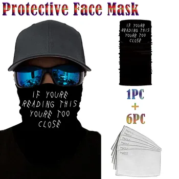 

7pc Windproof Bandana Scarf Dust Mask Sports Protection Face Mask+filters Silk Head Scarf Foulard Femme Facemask Cachecol