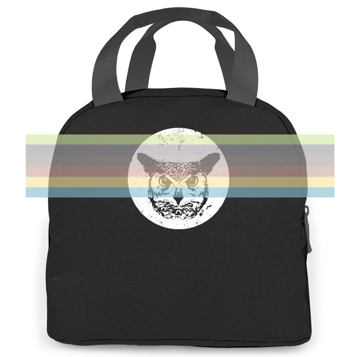 VINTAGE OWL ANIMAL BIRD NOCTURNAL PREDATOR NIGHT Mens Red Printed Round Cheap Price women men Portable insulated lunch bag | Багаж и сумки