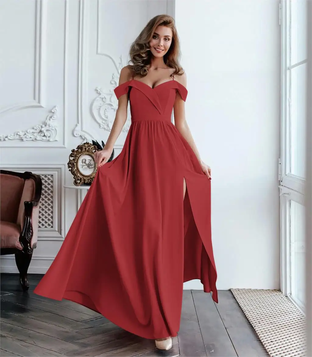 

Women's Elegant Wedding Party Embroidered Long Dress Fashion Sexy Sweet V-neck Dress Size: S-XXL